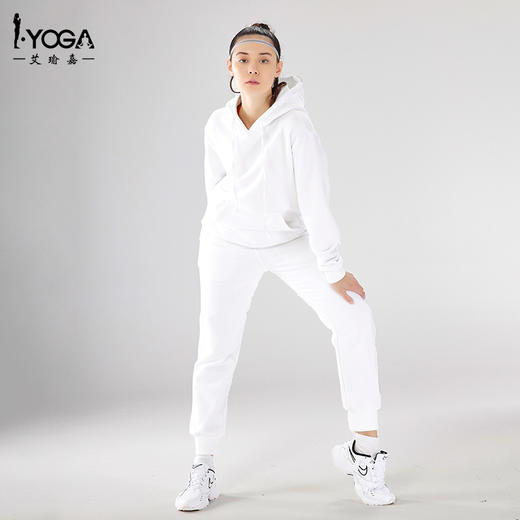 IYOGA珍珠绒长袖卫衣绒感保暖宽松遮肉显瘦落肩设计显窄肩罗纹下摆收腰T052+KS-003 商品图5