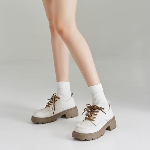 ZHR乐福鞋女2023春秋新款复古英伦风厚底小皮鞋百搭系带单鞋 商品图2