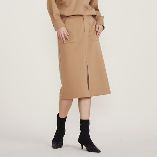 谜底2022冬季新款合身H型中长款半身裙高腰显瘦时尚通勤224MB1612 商品图1