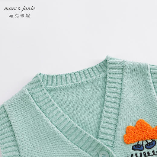 马克珍妮春装新款 男童V领绣花针织马甲 儿童背心230126 商品图4