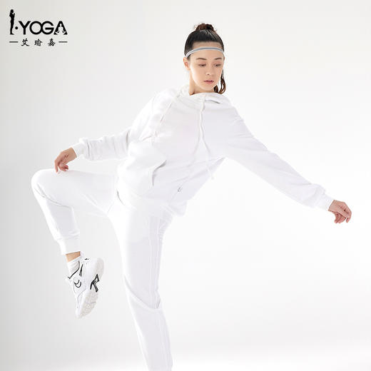 IYOGA珍珠绒长袖卫衣绒感保暖宽松遮肉显瘦落肩设计显窄肩罗纹下摆收腰T052+KS-003 商品图6