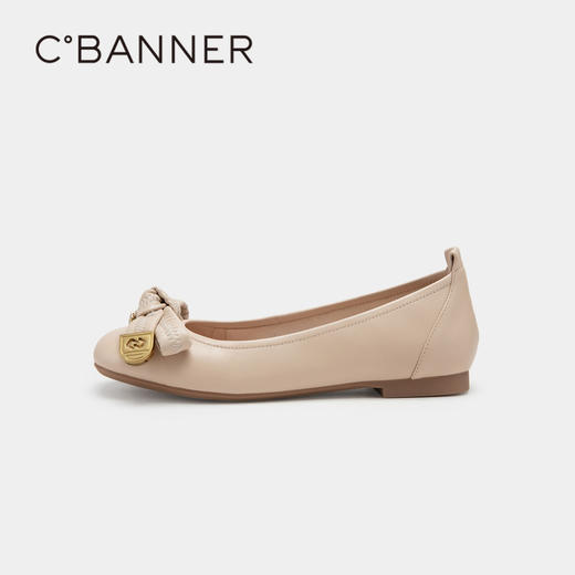 千百度女鞋春秋时装单鞋甜美蝴蝶结软底一脚蹬平跟舒适 A23138003 商品图2