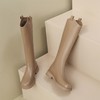 ZHR长筒靴女2022年冬季新款百搭显瘦加绒不过膝靴圆头厚底骑士靴 商品缩略图8