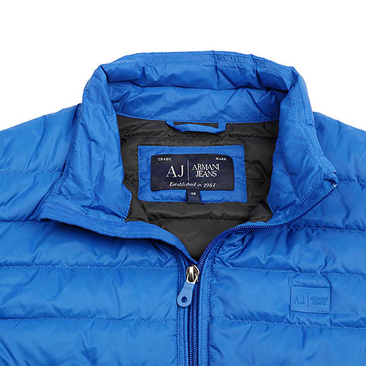 ARMANI 阿玛尼 男士徽标贴花绗缝拉链羽绒马甲 蓝色 8N6Q02 6NHPZ 1525 商品图2