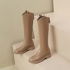 ZHR长筒靴女2022年冬季新款百搭显瘦加绒不过膝靴圆头厚底骑士靴 商品缩略图7