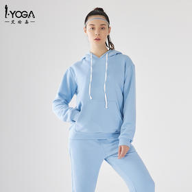 IYOGA珍珠绒长袖卫衣绒感保暖宽松遮肉显瘦落肩设计显窄肩罗纹下摆收腰T052+KS-003