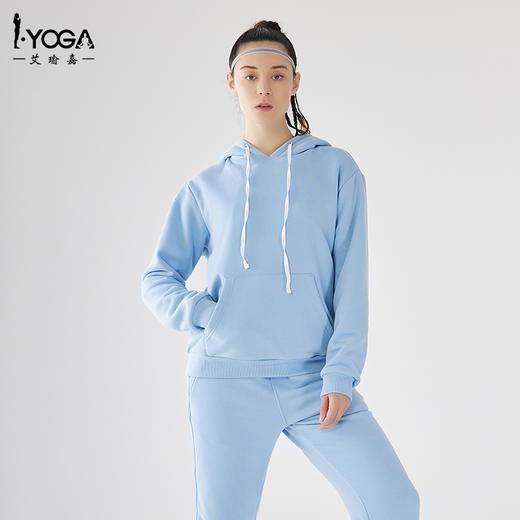 IYOGA珍珠绒长袖卫衣绒感保暖宽松遮肉显瘦落肩设计显窄肩罗纹下摆收腰T052+KS-003 商品图0