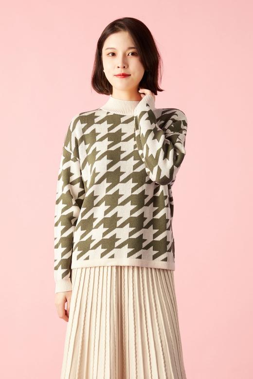 LNNNS 绿色千鸟格纹针织上衣 10754 商品图0