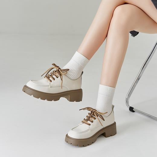 ZHR乐福鞋女2023春秋新款复古英伦风厚底小皮鞋百搭系带单鞋 商品图6