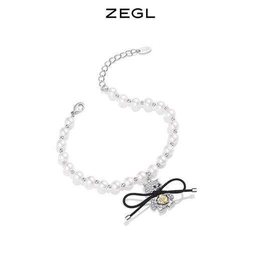 ZEGL设计师猫猫杂货铺系列猫咪蝴蝶结珍珠手链 商品图1
