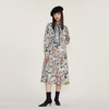 谜底2022冬季新款复古X型印花连衣裙系带蝴蝶结领长袖女224ML1672 商品缩略图0