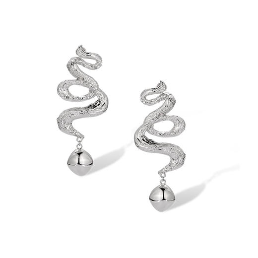 【凤凰传奇玲花同款】Retro Chic 意大利复古创意饰品  银色海浪耳环 商品图1