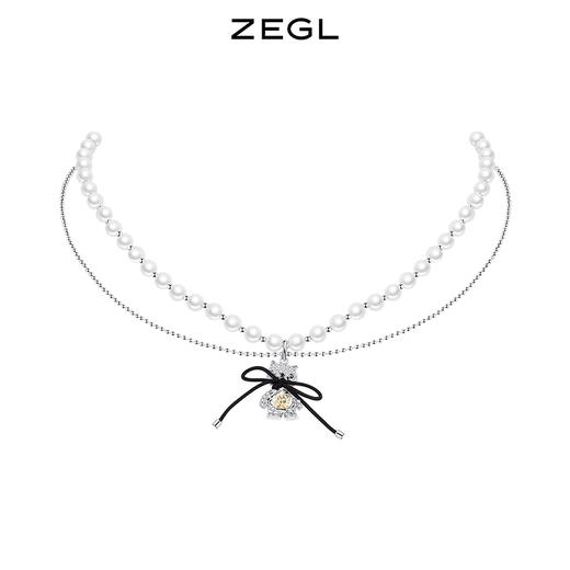 ZEGL设计师猫猫杂货铺系列猫咪蝴蝶结珍珠项链 商品图0