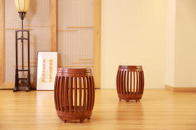 红桥红  家具严选  缅甸花梨（大果紫檀）【48 石面 直棂式鼓凳】