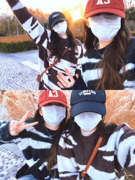 和姐妹一人一件，撞色条纹毛衣超出片！