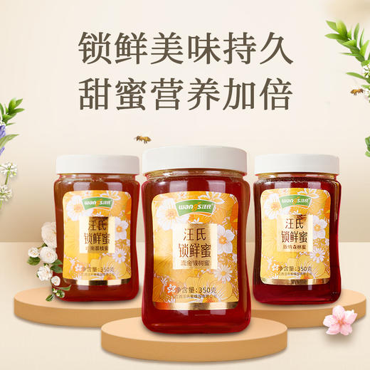 【汪氏】锁鲜蜜礼盒流金椴树蜜350g+岭南荔枝蜜350g+版纳森林蜜350g节日送礼高端孝心蜜礼 健康陪伴 商品图1