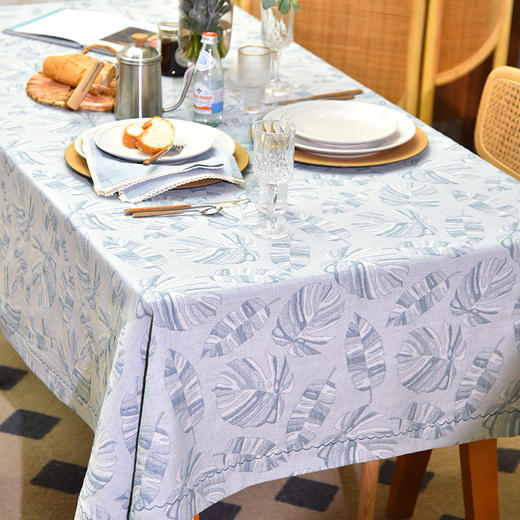 龟背竹系列长方形桌布浮雕印花精致台布 商品图3