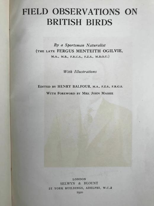 限量500册！含藏书票！1920年 英国鸟类的野外观察 21幅插图 布脊精装16开 商品图4