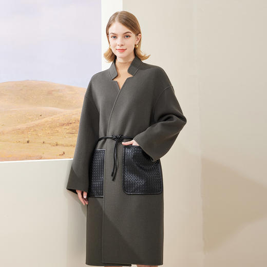 [MD909]斯尔丽瑟俪2022年冬上新系腰带显瘦立领中长款大衣外套 商品图1