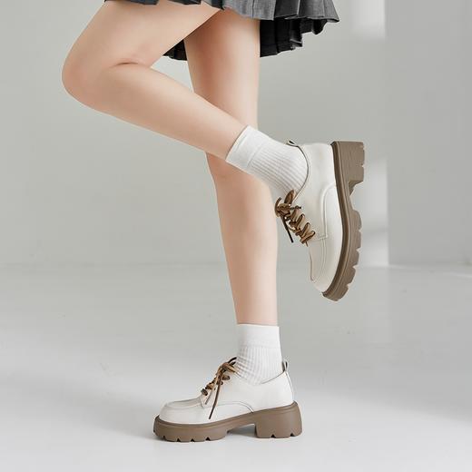 ZHR乐福鞋女2023春秋新款复古英伦风厚底小皮鞋百搭系带单鞋 商品图1