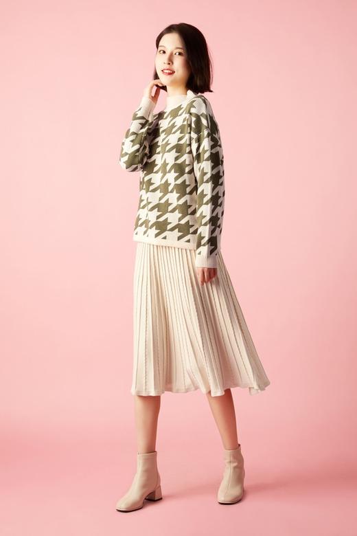 LNNNS 绿色千鸟格纹针织上衣 10754 商品图3