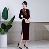 改良丝绒旗袍长款长袖喜婆婆婚敬酒服HYX7652 商品缩略图2
