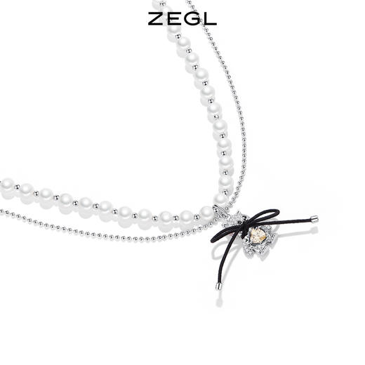 ZEGL设计师猫猫杂货铺系列猫咪蝴蝶结珍珠项链 商品图1