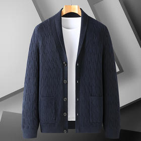 一口价【新款DBJ】大依优型大码男装加肥加大码男士针织外套加厚毛衣青果领胖子开衫宽松上衣