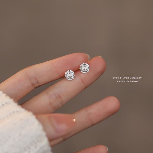 【妍舒】S999银足银玫瑰花花朵耳饰【YXS-E2886】 商品图5