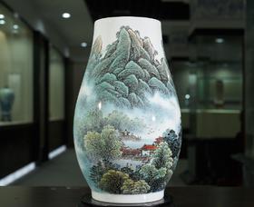 粉彩山水白云深处有人家福筒