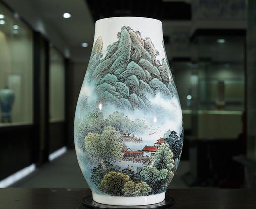 粉彩山水白云深处有人家福筒 商品图0