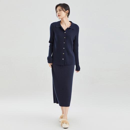 东黎 • 小山羊绒女士秋冬翻领抽条长袖衬衣 2095 商品图1