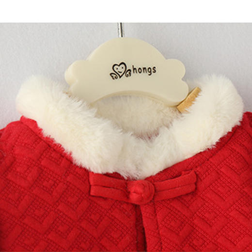 中国风儿童冬季毛领提花马甲保暖背心男女童加厚加绒上衣棉袄 商品图1