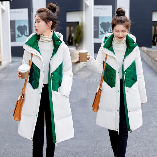 亮面免洗羽绒服，新款冬中长款时尚洋气90白鸭绒HR-AQHUI266-1 商品图7