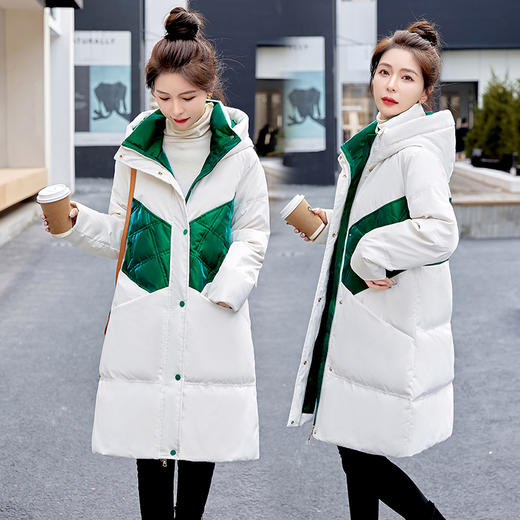 亮面免洗羽绒服，新款冬中长款时尚洋气90白鸭绒HR-AQHUI266-1 商品图8