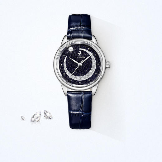 【ROROLOVE】星月夜MoonlitStarryNight系列天然钻石手表 蒋梦婕/张俪同款 送原装网带（18颗钻石） 商品图4