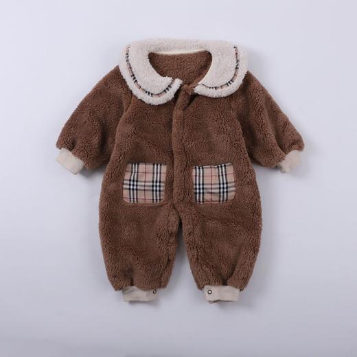 【初生礼遇 绵柔呵护】婴儿珊瑚绒爬服宝宝连体衣花边宽松棉服冬季加厚外出服婴童 哈衣服 商品图6