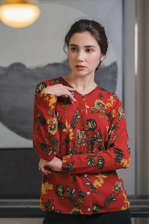 5F 住利安羊毛印花开衫 商品图0