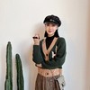 法式山羊绒慵懒风 V领单排扣胸前立体手钩卡通图案撞色毛针织衫秋 商品缩略图2