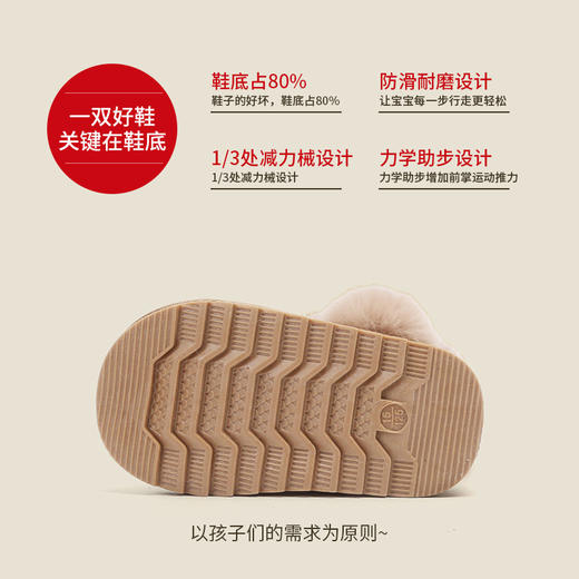 麦布熊女宝宝加绒毛毛鞋子婴儿学步鞋冬季棉鞋女童厚款雪地靴韩版 商品图3