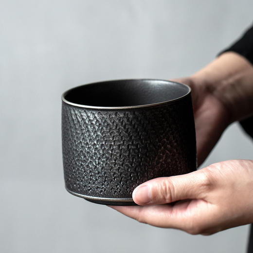 永利汇手工跳刀盖碗茶海壶承杯垫盖置茶杯品茗杯单杯客杯银黑陶瓷功夫茶具 商品图4