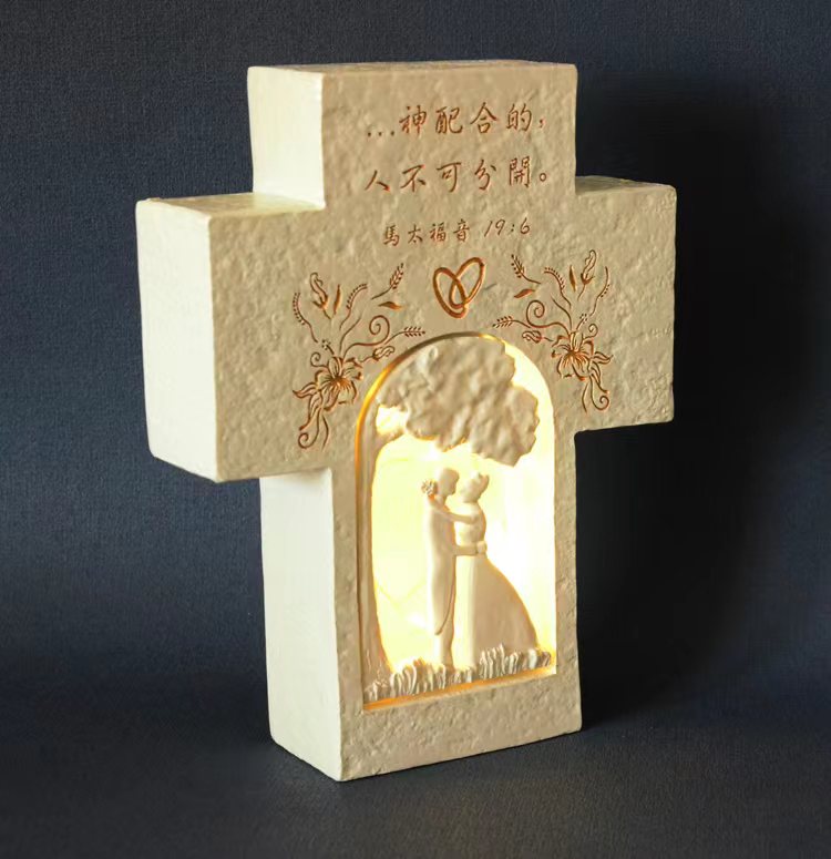 【夜灯家族】 纟巠 文金句 - 树脂雕塑-自带电池/ LED灯-桌摆