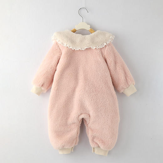 【初生礼遇 绵柔呵护】婴儿珊瑚绒爬服宝宝连体衣花边宽松棉服冬季加厚外出服婴童 哈衣服 商品图2