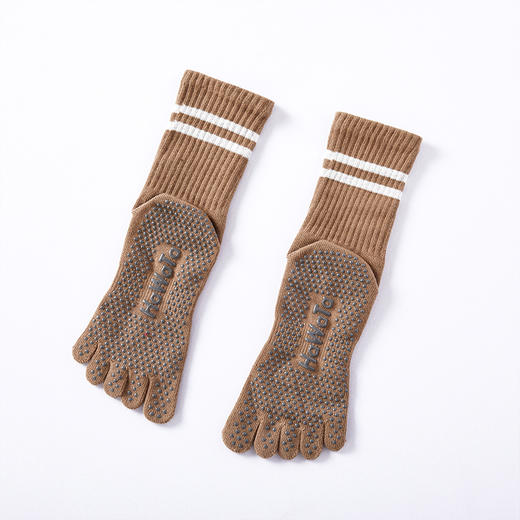 《15送1》哈瓦塔瑜伽罗纹全棉中筒五指袜 商品图5