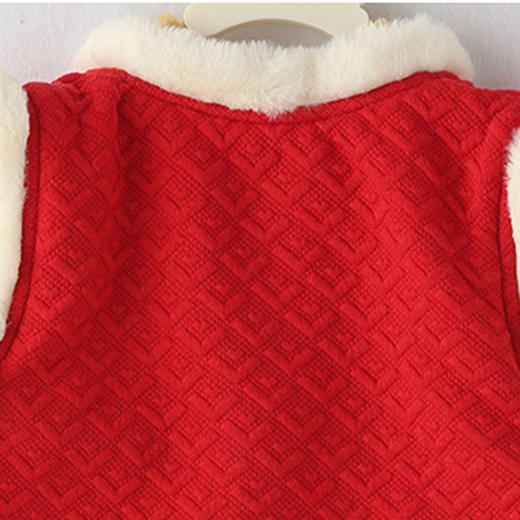 中国风儿童冬季毛领提花马甲保暖背心男女童加厚加绒上衣棉袄 商品图3