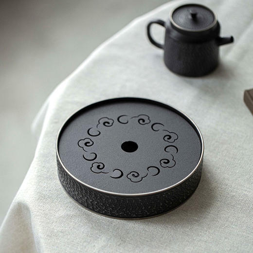 永利汇手工跳刀盖碗茶海壶承杯垫盖置茶杯品茗杯单杯客杯银黑陶瓷功夫茶具 商品图9