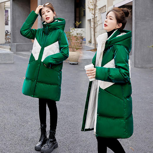 亮面免洗羽绒服，新款冬中长款时尚洋气90白鸭绒HR-AQHUI266-1 商品图5