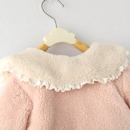 【初生礼遇 绵柔呵护】婴儿珊瑚绒爬服宝宝连体衣花边宽松棉服冬季加厚外出服婴童 哈衣服 商品图3