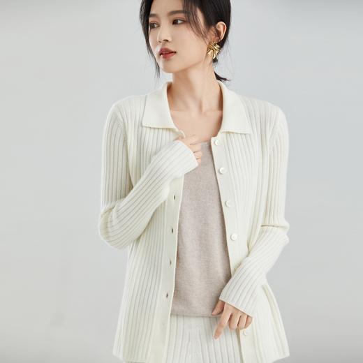 东黎 • 小山羊绒女士秋冬翻领抽条长袖衬衣 2095 商品图4