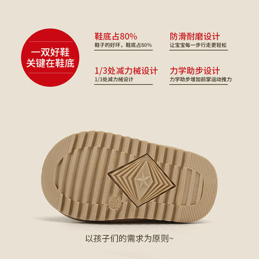 麦布熊儿童鞋纯色雪地靴学步鞋子男童短靴子冬季加绒女宝宝鞋韩版 商品图3